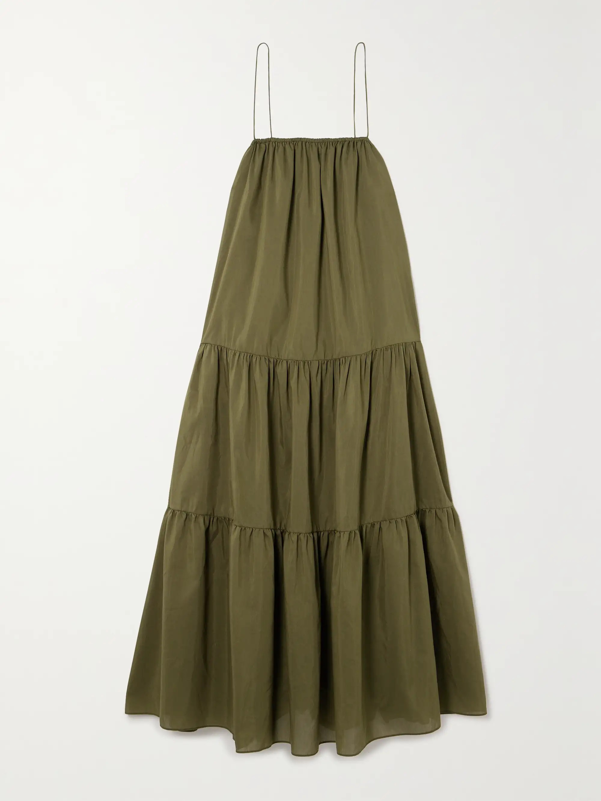 + NET SUSTAIN tiered organic cotton and silk-blend midi dress | NET-A-PORTER (US)