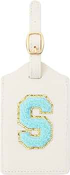 Initial Luggage Tag, PU Leather Luggage Tag, Embroidered Luggage Tag, Letter Luggage Tag, Monogra... | Amazon (US)