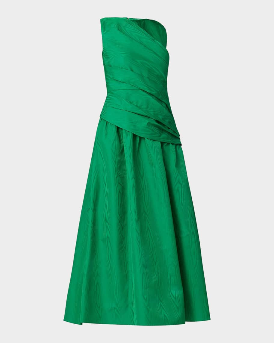 Gabriele Pleated Swirl-Print Midi Dress | Neiman Marcus