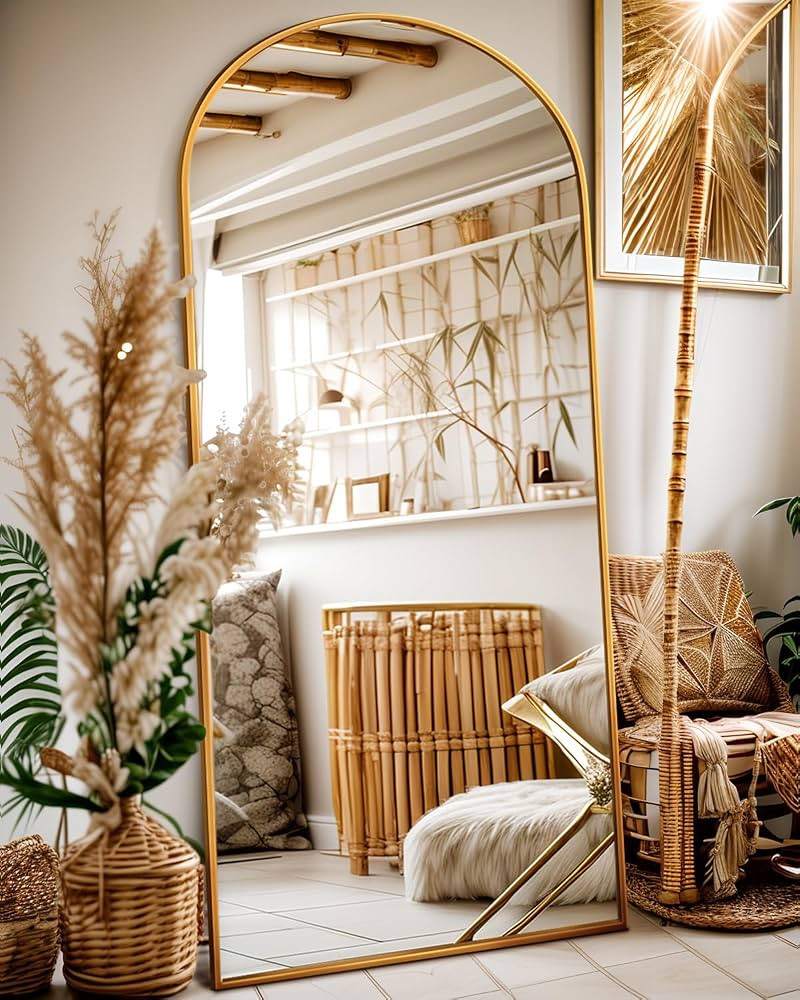 Antok Arched Full Length Mirror, 71"x26" Arched Floor Mirror, Glassless Mirror Full Length with S... | Amazon (US)
