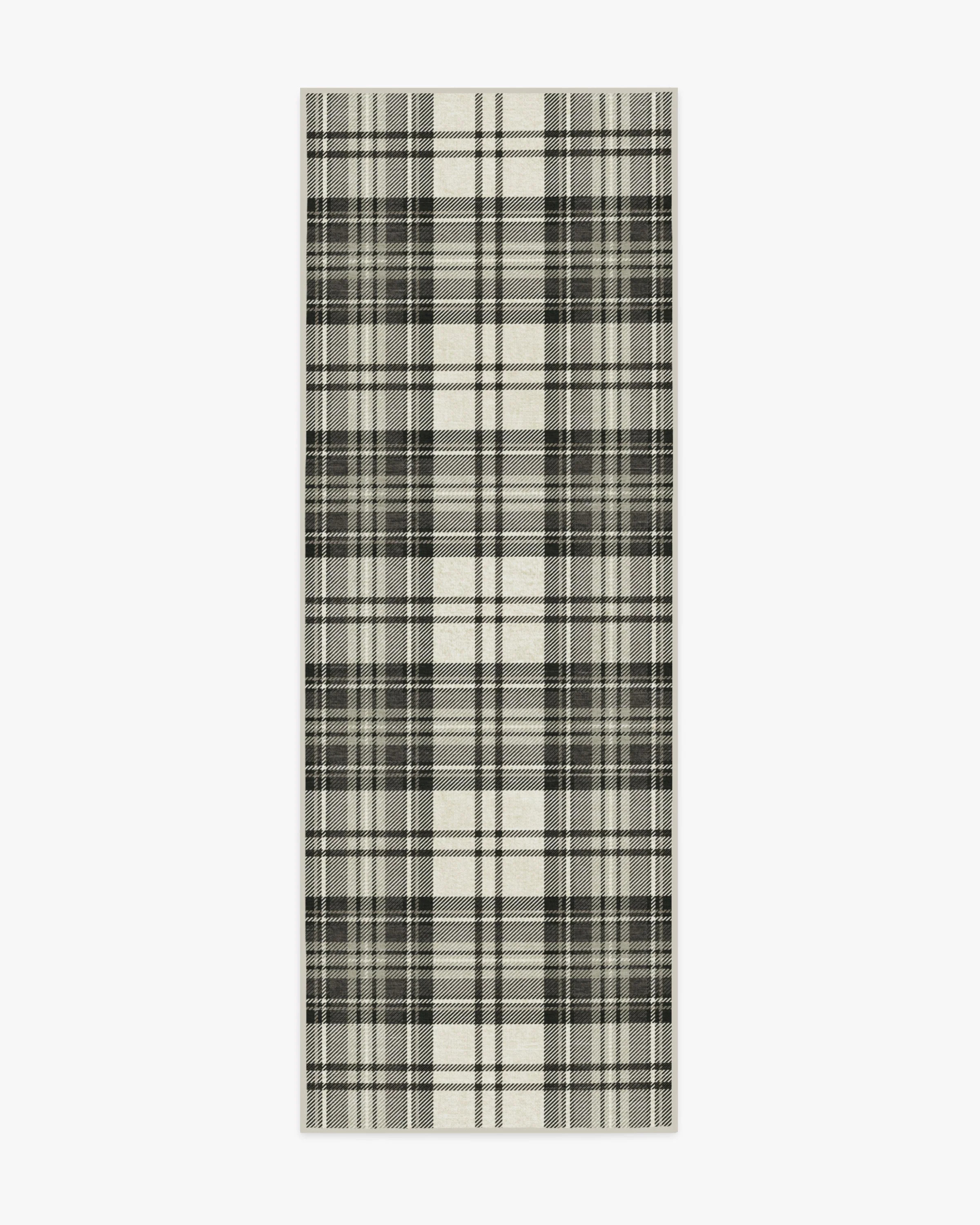 Dress Stewart Tartan Black & Ivory Flatwoven Rug | Ruggable