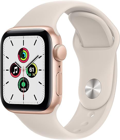 Apple Watch SE (GPS, 40mm) - Gold Aluminium Case with Starlight Sport Band - Regular | Amazon (US)