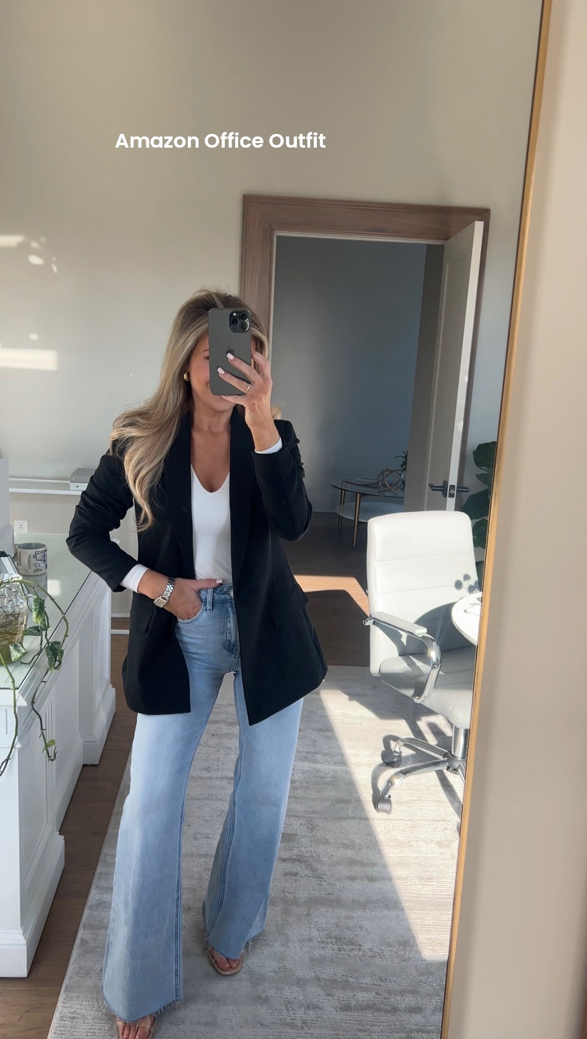 This office outfit is all from Amazon!! I’m loving this classic look! Wearing XXS in blazer and 0 in jeans. 

Business casual outfit with jeans
Black blazer • Amazon work outfit • everyday basics


#LTKFindsUnder50 #LTKWorkwear