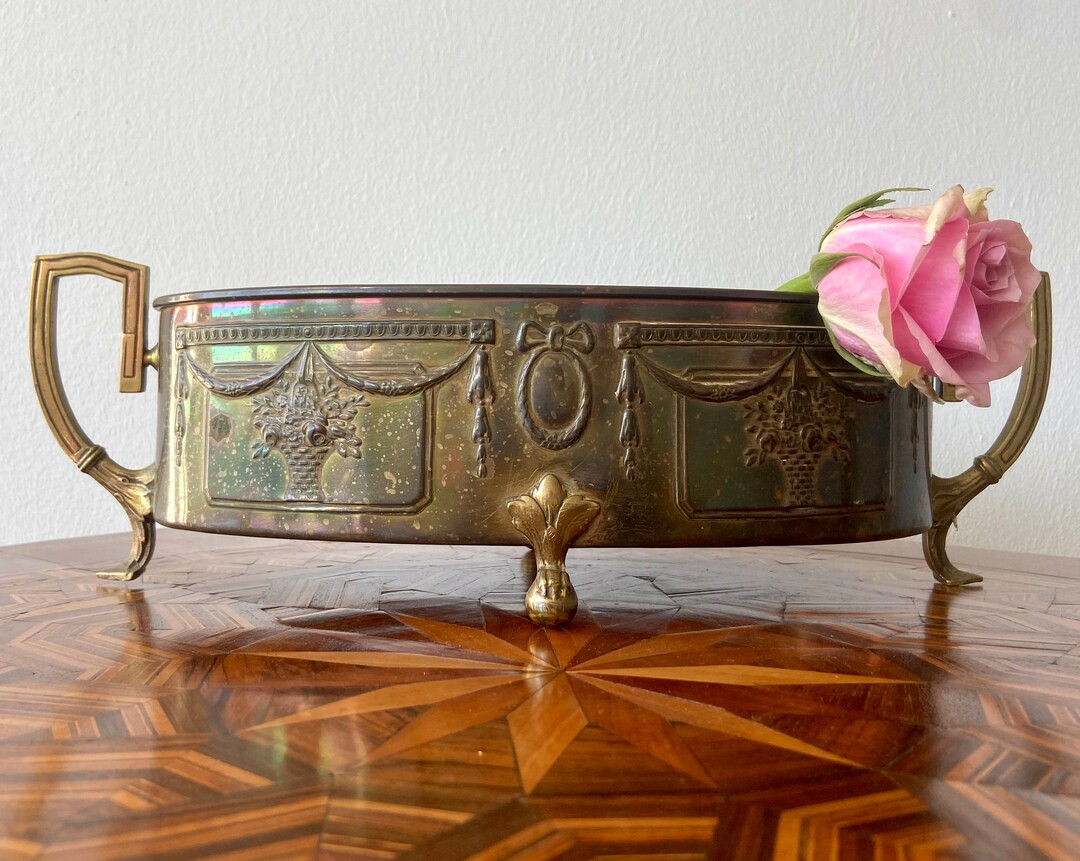 Antique Jardiniere Victorian France 19th Century Flower Jar Pot Basket Brass - Etsy | Etsy (US)