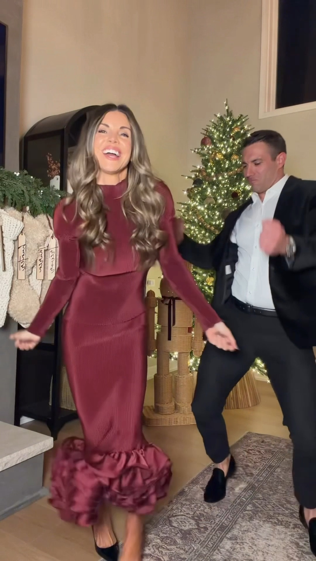 All ready for our Christmas party 💃🏻🤍 this dress is so  much fun!! Wearing a size small! And Trevor’s velvet blazer is 40% off!!  

#LTKSaleAlert #LTKHoliday #LTKgrwm