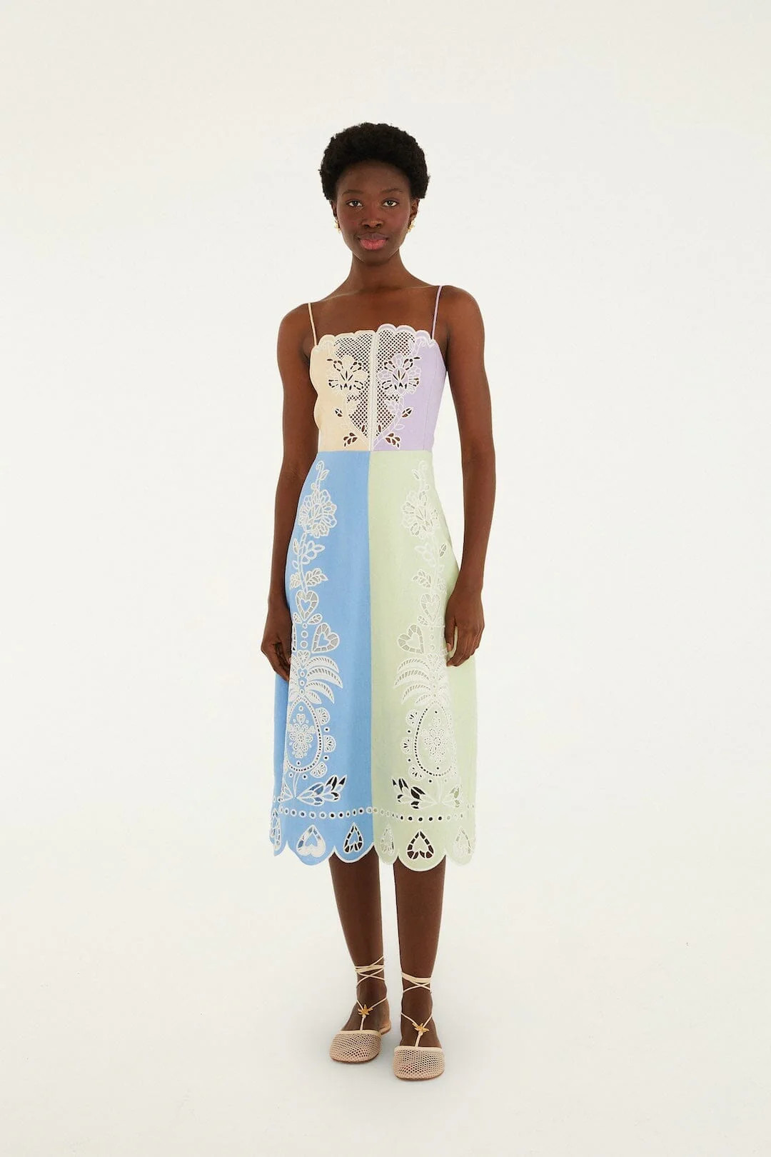 Multicolor Embroidered Euroflax Premium Linen Midi Dress | FARM Rio | Farm Rio UK