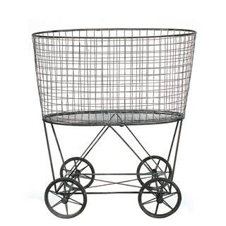 3R Studios Vintage Metal Basket with Wheels-DE2757 - The Home Depot | The Home Depot