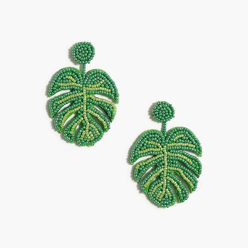 Beaded palm frond statement earrings | J.Crew Factory