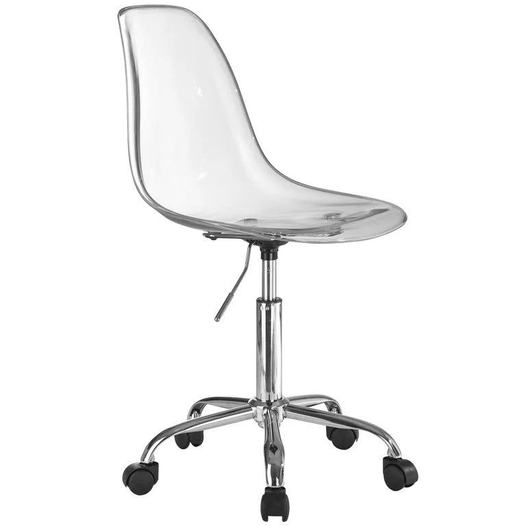 Urban Shop Acrylic and Metal Rolling Office Chair, Clear | Walmart (US)