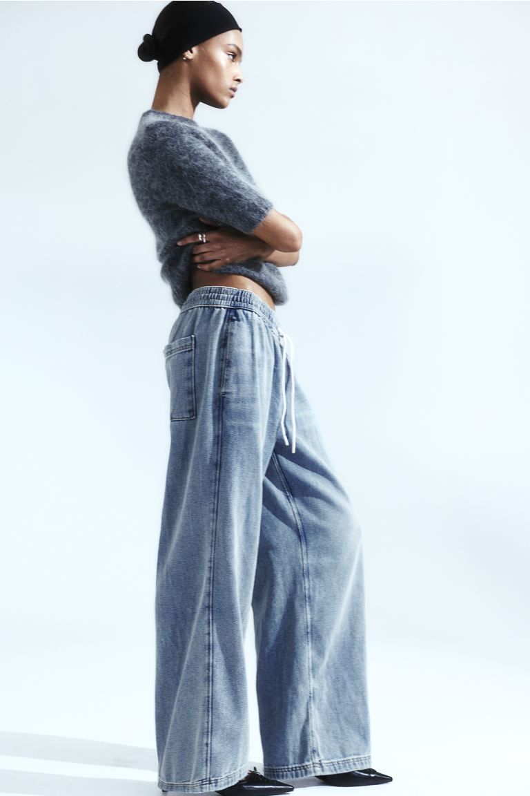 Denim Pull-on Pants - Light denim blue - Ladies | H&M US | H&M (US + CA)