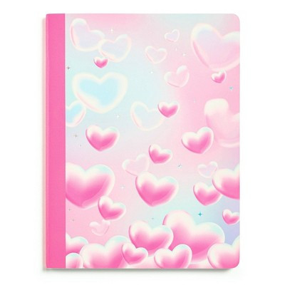 Lena + Liam 7.5"x9.75" College Rule Composition Notebook Bubble Hearts Pink | Target