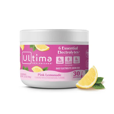 Ultima Replenisher Hydration Electrolyte Powder Drink Mix, Sugar-Free Pink Lemonade, 30 Servings | Walmart (US)