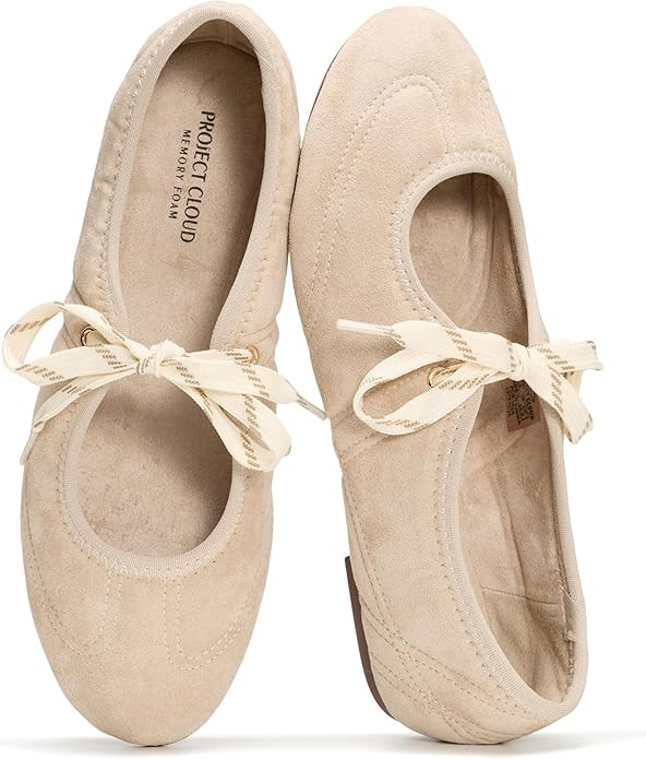Project Cloud 100% Genuine Leather Mary Jane Shoes Women - Womens Ballet Flats with Memory Foam I... | Amazon (US)