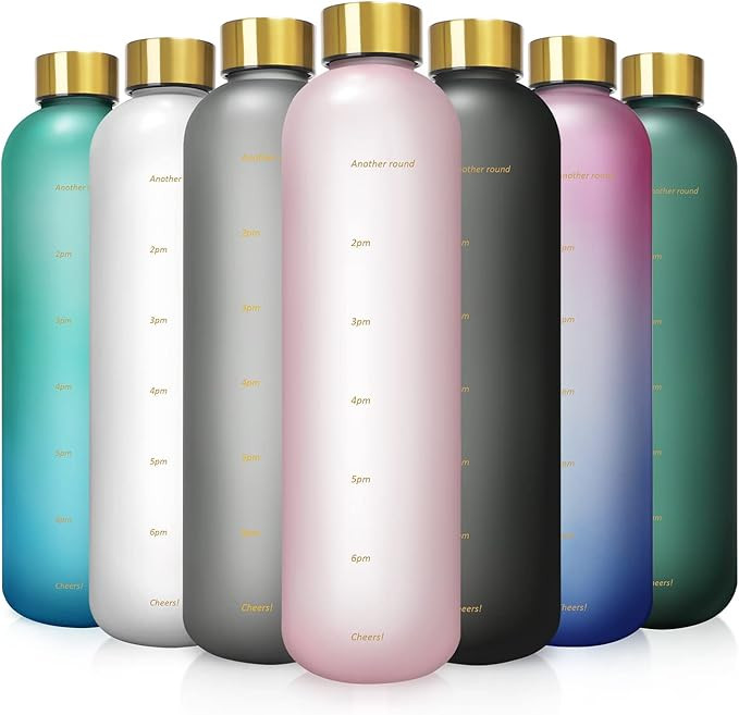 Opard 32oz Motivational Water Bottle with Time Marker to Drink, Reusable Plastic Bottle with BPA ... | Amazon (US)