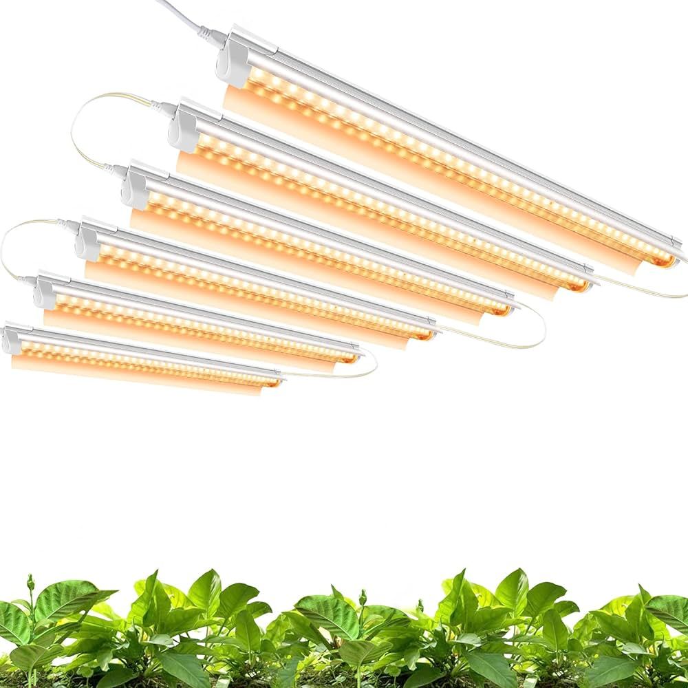 Monios-L Led Grow Lights for Indoor Plants Full Spectrum,T8 2FT 144W(6x24W) High Output Growing S... | Amazon (US)