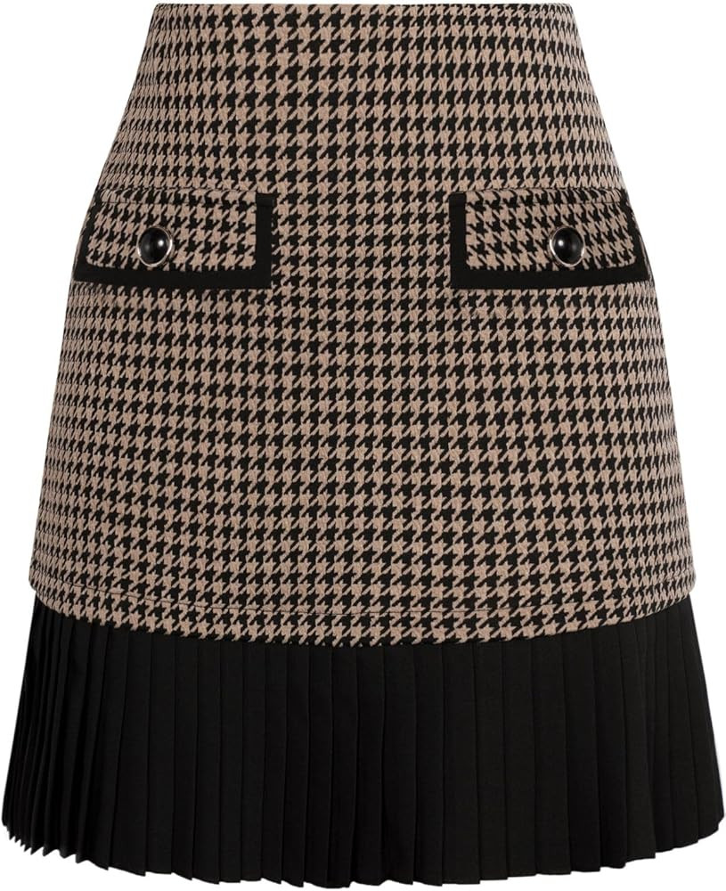 Kate Kasin Plaid A-Line Mini Skirt | Amazon (US)