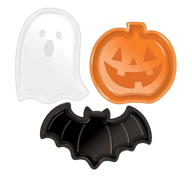 Zmeidao 3Pcs Halloween Party Serving Trays, Dessert Pumpkin Ghost Bat Candy Snack Plates, Hallowe... | Walmart (US)