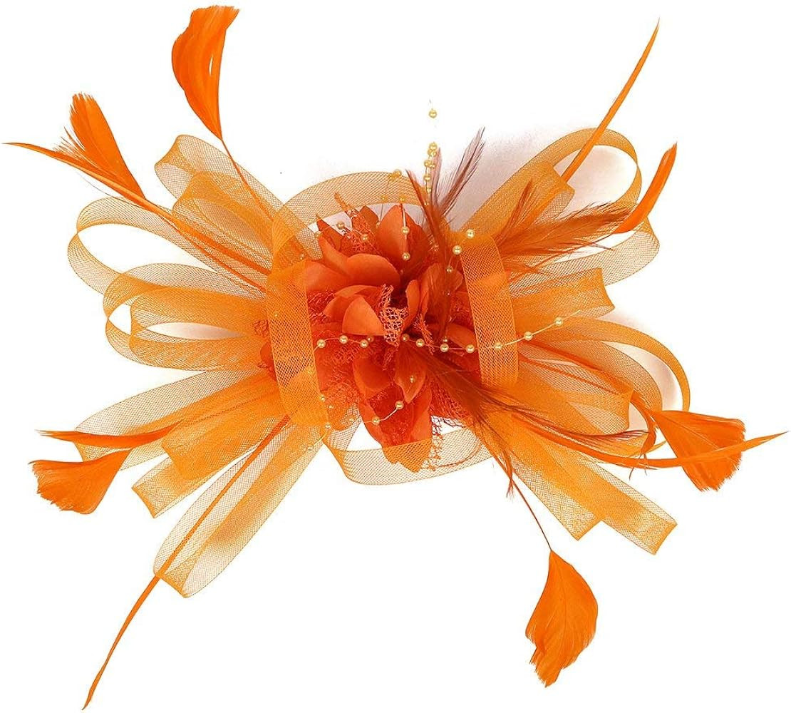 Song Qing Women Fascinator Feather Flower Hair Clip Pin Brooch Corsage Bridal Headband Derby Hat ... | Amazon (US)
