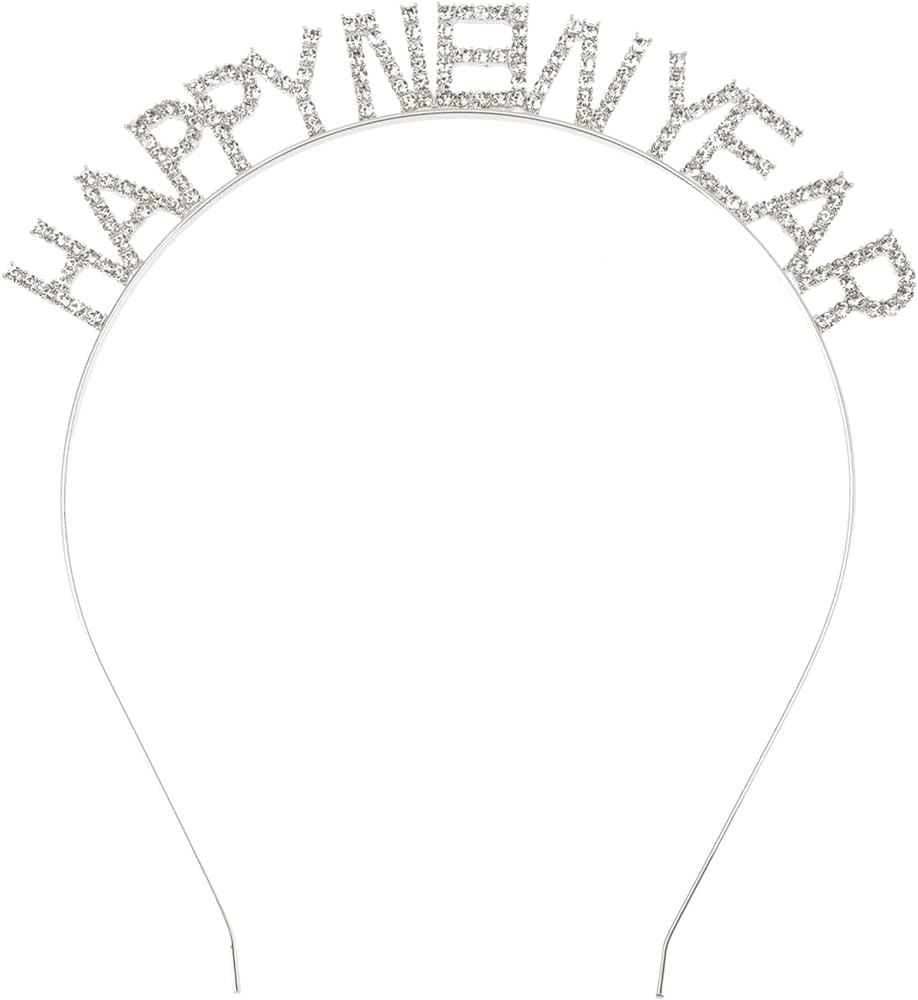 Beaupretty HAPPY NEW YEAR Headband 2023 Christmas Eve Crystal Headpieces Rhinestone Holiday Party Ha | Amazon (US)