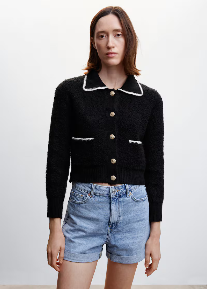 Contrast trims cardigan | MANGO (US)