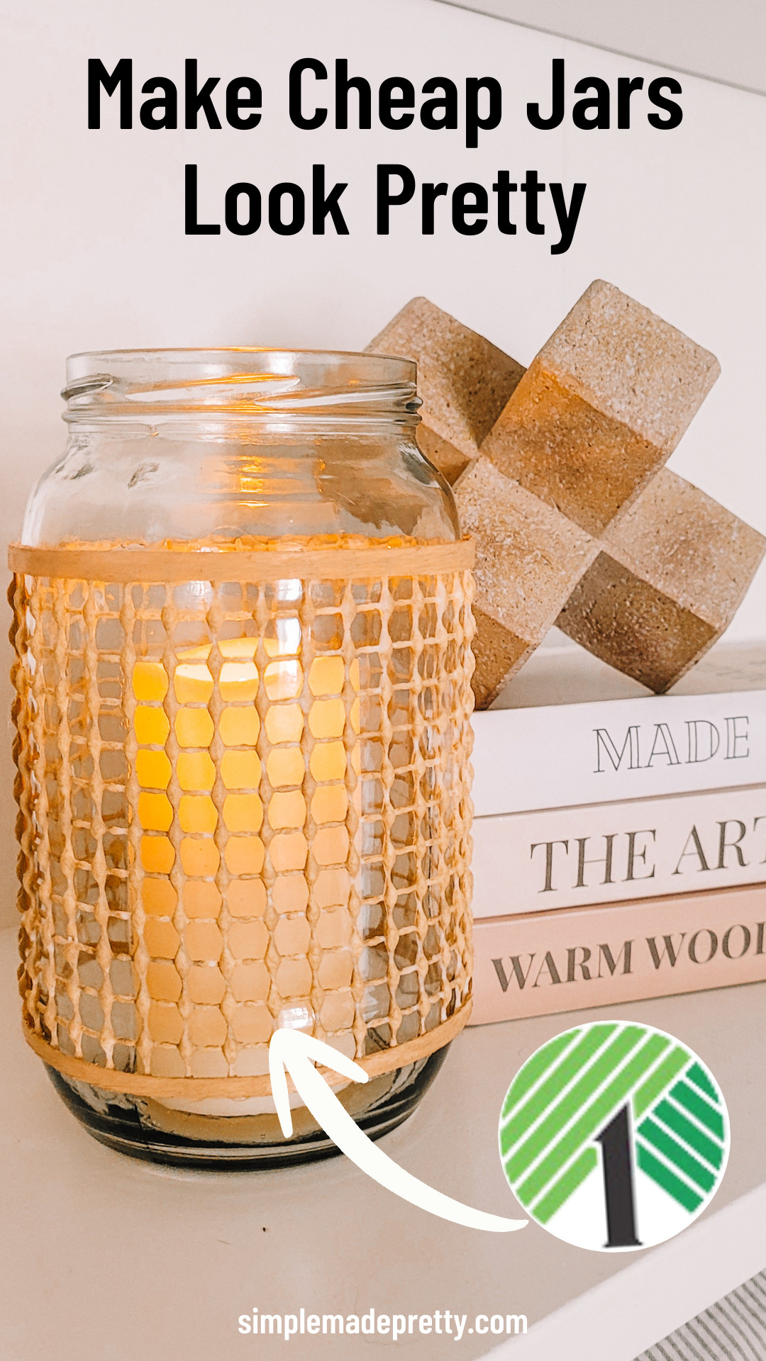  I wrapped a basic mason jar with a $1.50 Dollar Tree rug underlay to create a faux cane look — and now it actually looks like decor instead of storage. Perfect for: ✨ Candle holders ✨ Vases ✨ Bathroom organization ✨ Shelf styling Budget → boutique is always the goal 💛 Watch the full DIY tutorial on my YouTube and shop the supplies here 👇 https://simplemadepretty.com/dollar-tree-rug-underlay-faux-cane-diys/ #BudgetDecor #DollarTreeDIY #DIYHome #HomeStyling #AffordableDecor #FauxCane #SimpleMadePretty 

 #LTKHome