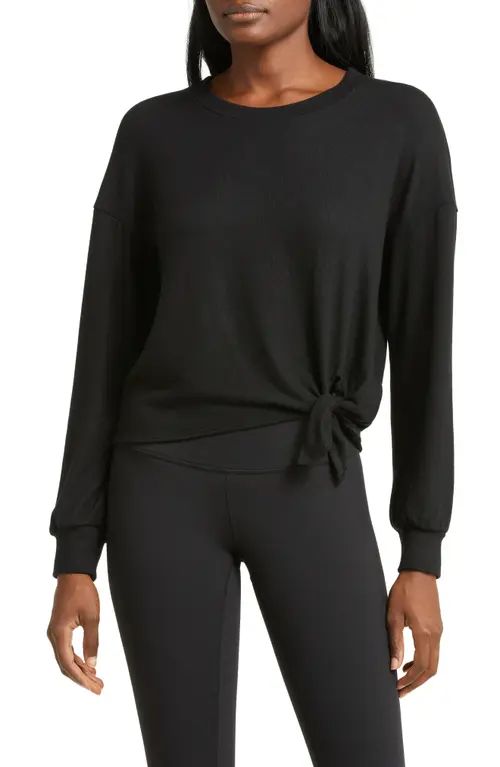 Beyond Yoga Smarten Up Knotted Top in Black at Nordstrom, Size X-Large | Nordstrom