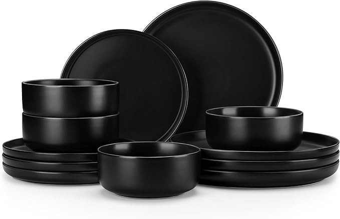 MALACASA Plates and Bowls Sets, 12 Pieces Porcelain Dinnerware Set for 4 Kitchen Dinner Ware Set ... | Amazon (US)