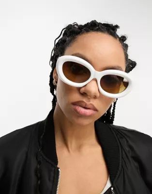 ASOS DESIGN – Ovale Bubble-Sonnenbrille in Weiß | ASOS (Global)