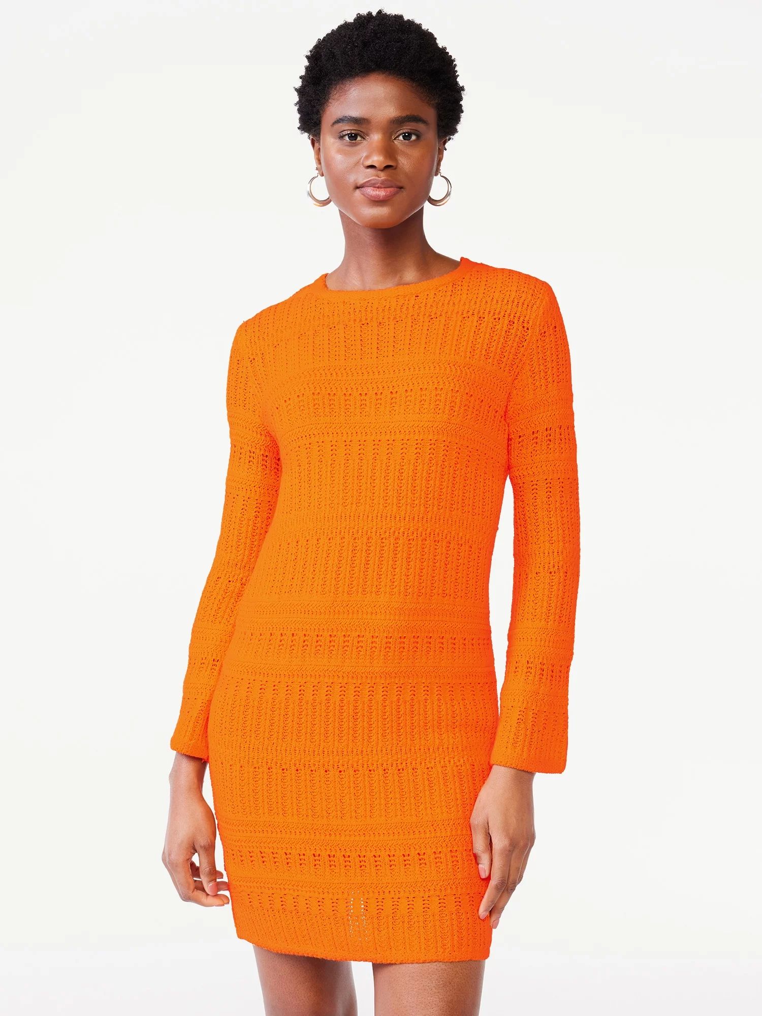 Scoop Women’s Loose Fit Crochet Dress, Above Knee Length - Walmart.com | Walmart (US)