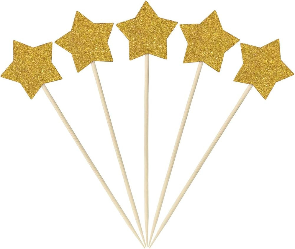 40PCS Glitter Star Cocktail Picks Appetizer Toothpicks Sandwich Fruit Sticks Snack Food Picks Bam... | Amazon (US)