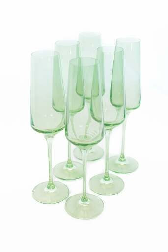 Estelle Colored Champagne Flute Set, Mint Green | Monkee's of Mount Pleasant