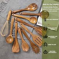 Wooden Cooking Utensils, 10 Pack Kitchen Utensils Wooden Spoons for Cooking,Teak Wooden Cooking S... | Amazon (US)