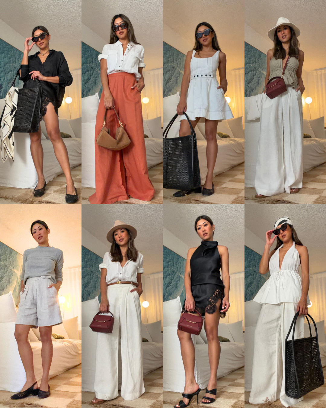 Most of the pieces are still shoppable and available on LTK

Unavailable pieces are:
-Black satin top from Majr the Label, called their Celine top
-Orange wide leg is an past season piece from Get Robed
-Black ⁠lace skirt is from Natalie Begg
-Hats are from Mason Hats
-Beige Sneakers are Veja Condor 3 in Pearl Almond

from the Instagram Carousel re. 9-day Cruise + 3 days in Sydney 

 #LTKaustralia #LTKtravel #LTKstyletip