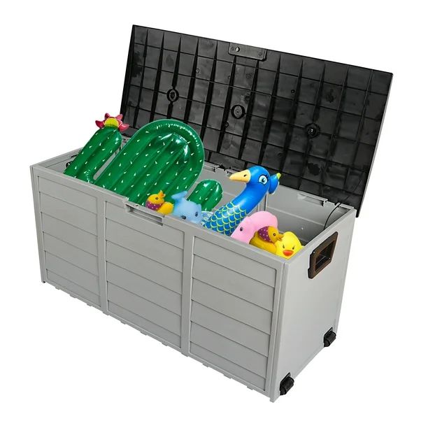 Syngar 75 Gallon Resin Deck Box on Wheels, Patio Large Storage Cabinet, Outdoor Waterproof Storag... | Walmart (US)