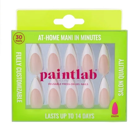 PaintLab Long Stiletto Press On Nails, French Tips, White French Tip, 30 Count | Walmart (US)