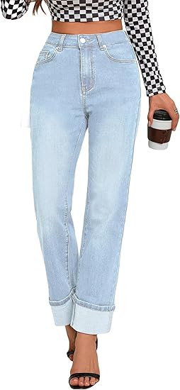 Womens Jeans High Waisted Stretchy Straight Leg Jeans for Women Tummy Control Trendy Cute Ankle F... | Amazon (US)