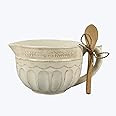 Young's Inc. Ceramic Mixing Bowl with Wooden Spoon - 8" L x 7" W x 5" H - Modern Farmhouse Decor | Amazon (US)