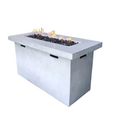Modern Concrete Fire Pit Table For Outdoor, 25" X 42", , Adjustable Flame Feature Outdoor Table, High, Material, Flame, Garden Decoration | Wayfair North America