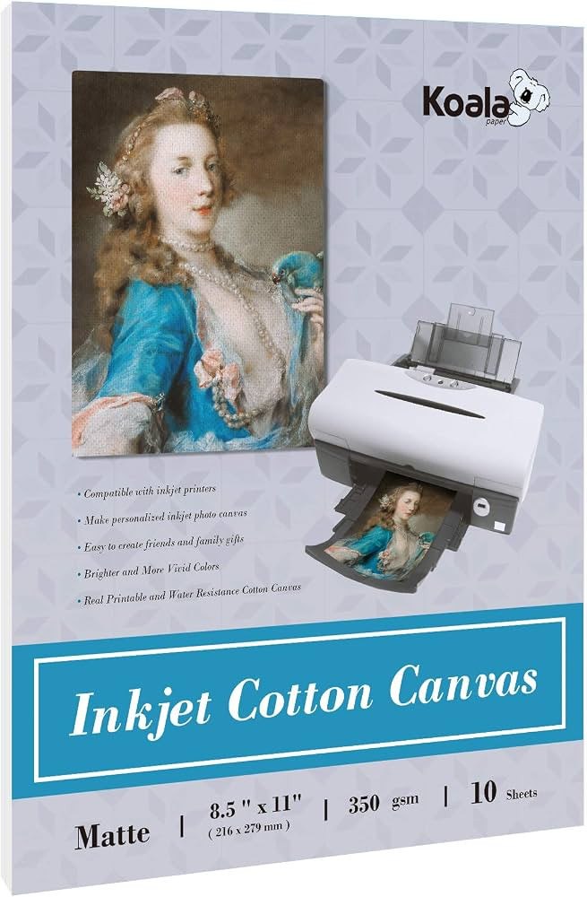 Koala Printable Cotton Canvas Fabric Sheets for Inkjet Printers 8.5X11 In | Amazon (US)