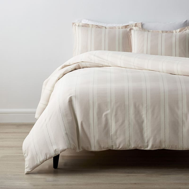 Company Cotton™ Wide Stripe Yarn-Dyed Percale Duvet Cover | The Company Store