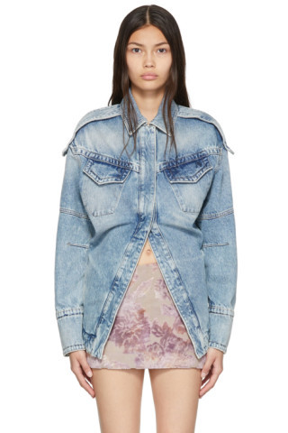 The Attico - Blue Pocket Denim Jacket | SSENSE