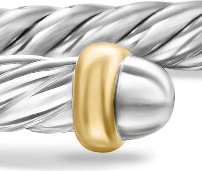 Cable Flex Bracelet in Sterling Silver with 14K Yellow Gold, 4mm | Nordstrom