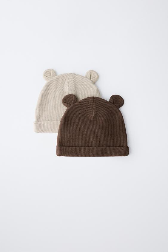 TWO-PACK OF WAFFLE KNIT EAR HATS | Zara US