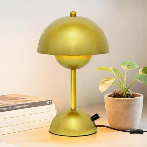 MUMENG Table Lamp Warm Light Mushroom Desk Lamp with Infinite Dimming Switch, Wired Bedside Lamp Mushroom Light for Bedroom, Living Room, Reading, Include G45 Bulb | Amazon (US)