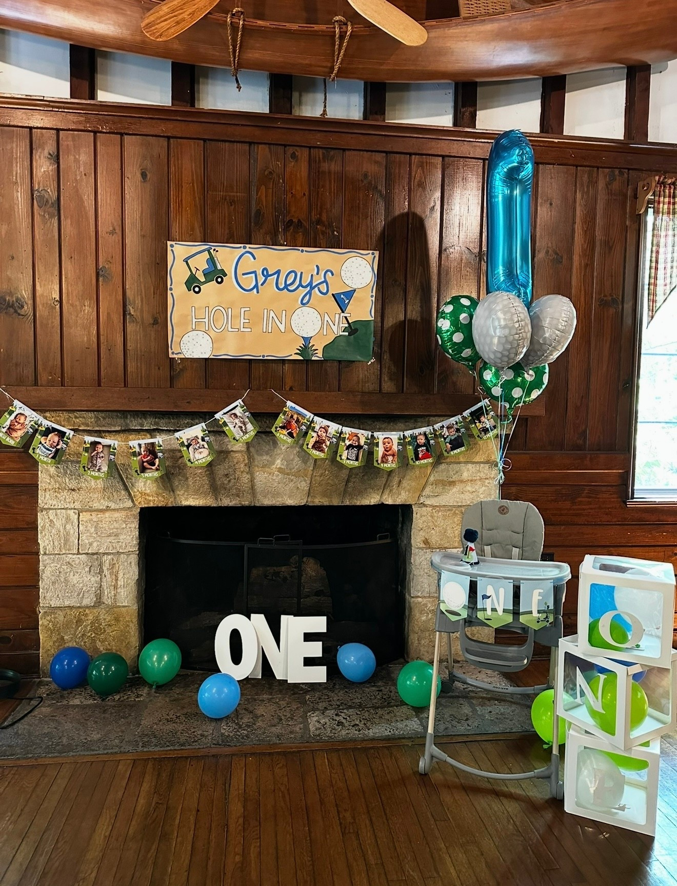 Hole in One! Birthday party accessories for a Golf themed birthday party. 