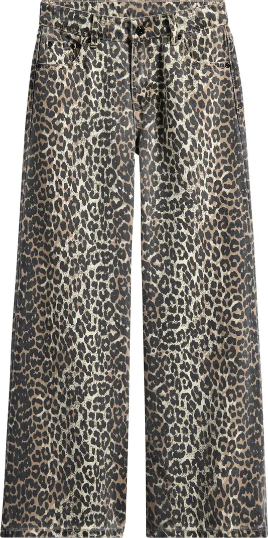 Tractr Kids' Leopard Print Wide Leg Jeans | Nordstrom | Nordstrom