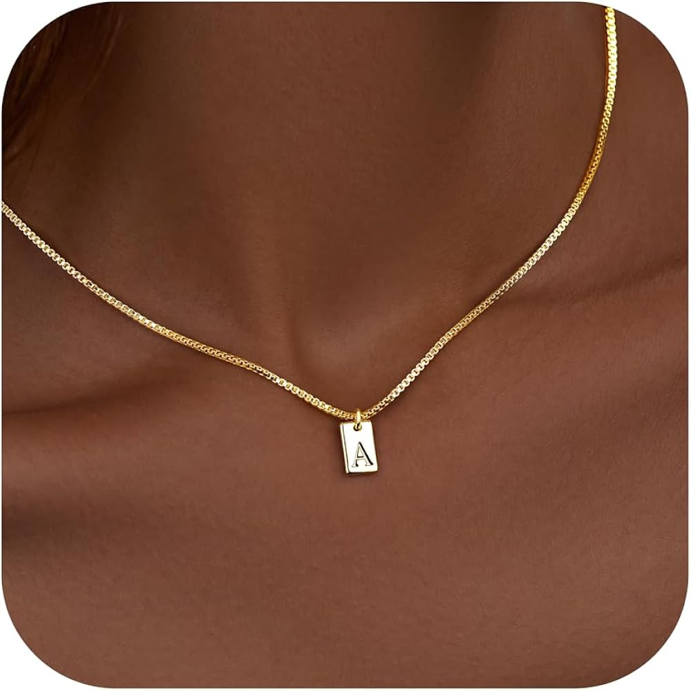 Dainty Initial Necklace for Women – 14K Gold Silver Plated Letter Pendant, Trendy Waterproof No... | Amazon (US)