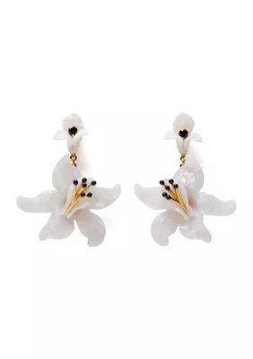 kate spade new york White Floral Statement Earrings | Belk