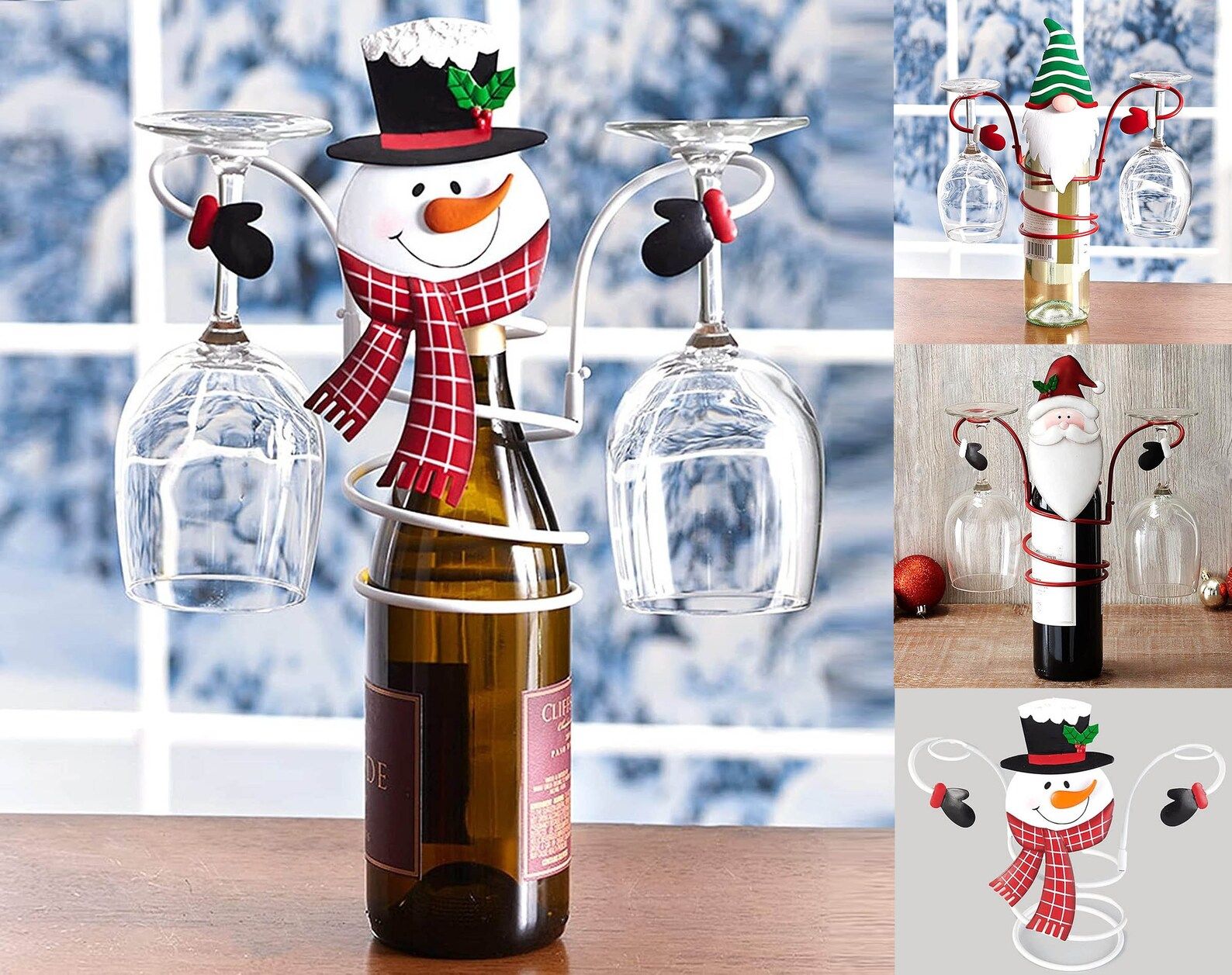 Christmas Wine Bottle Holder Santa Claus Bottle & Wine Glass | Etsy | Etsy (US)