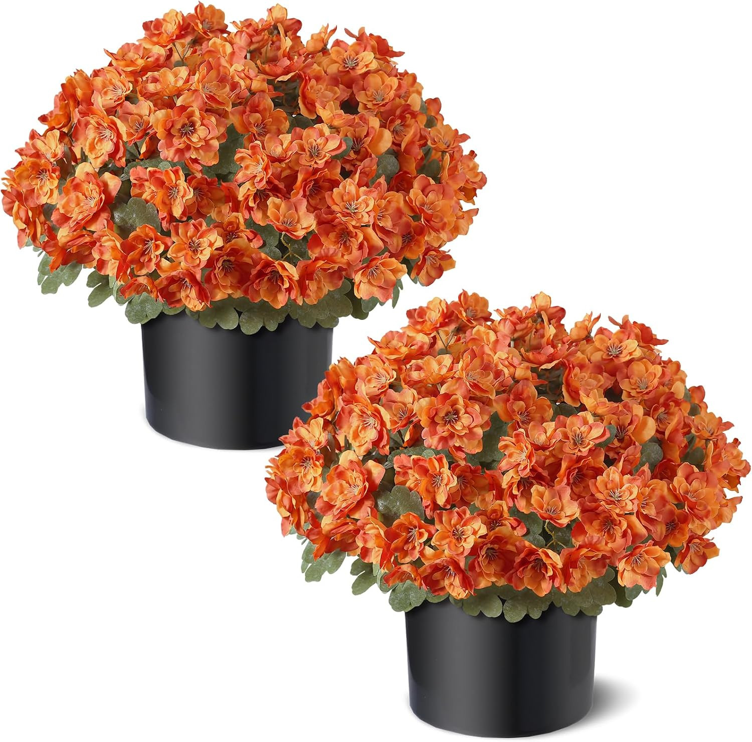 2Pcs Artificial Fall Azalea Flower Topiary Trees for Porch(Orange) | Amazon (US)